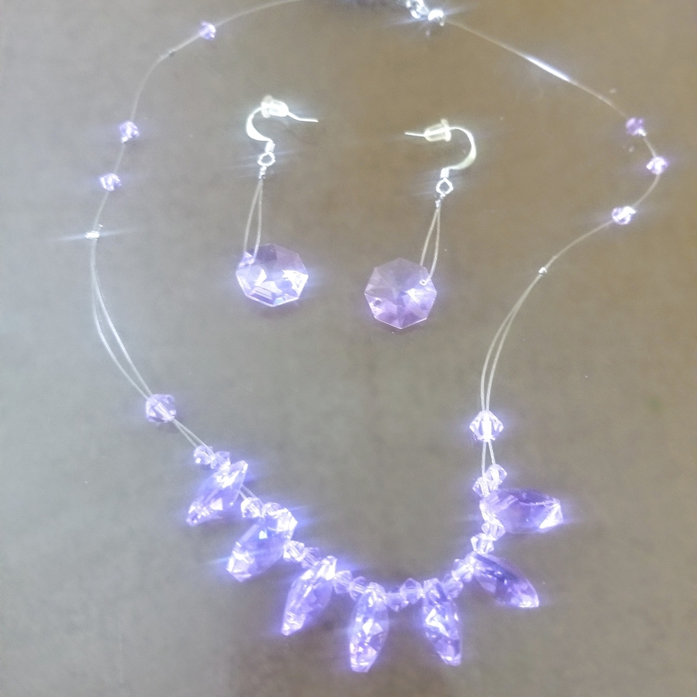 Vintage Retro Crystal Necklace & Earring Set